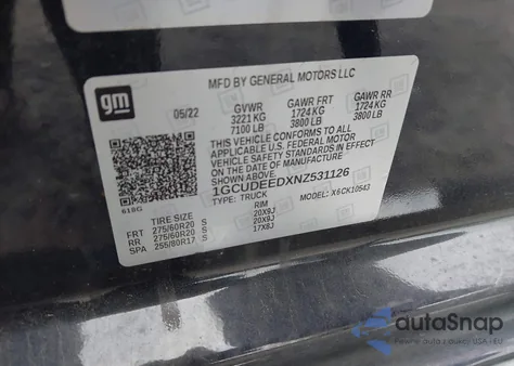 2022 Chevrolet Silverado 1500 4Wd Short Bed Rst from USA, damaged, VIN 1GCUDEEDXNZ531126